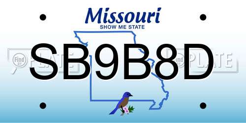 SB9B8D Missouri License Plate