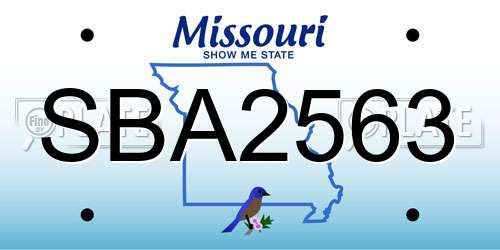 SBA2563 Missouri License Plate