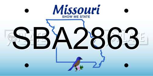 SBA2863 Missouri License Plate