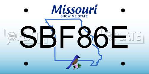 SBF86E Missouri License Plate