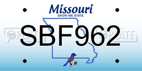 SBF962 Missouri License Plate