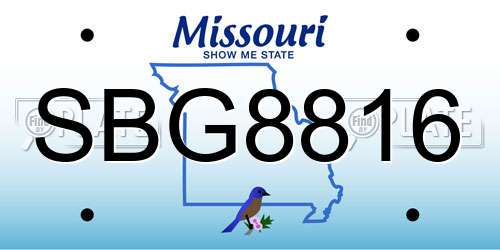 SBG8816 Missouri License Plate