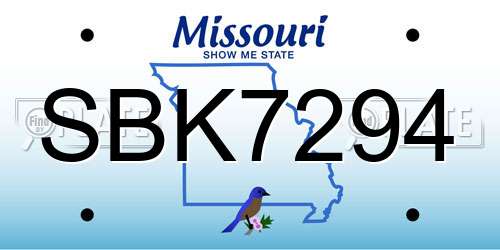 SBK7294 Missouri License Plate