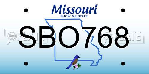 SBO768 Missouri License Plate