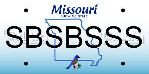 SBSBSSS Missouri License Plate