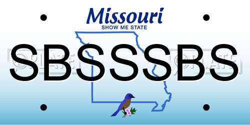 SBSSSBS Missouri License Plate