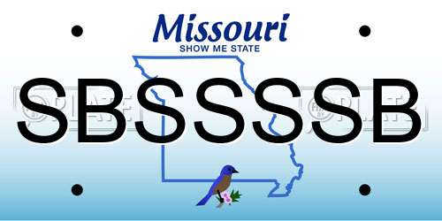SBSSSSB Missouri License Plate