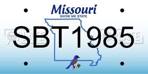 SBT1985 Missouri License Plate