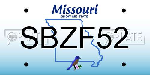 SBZF52 Missouri License Plate
