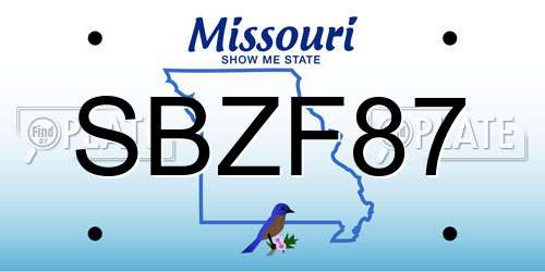 SBZF87 Missouri License Plate