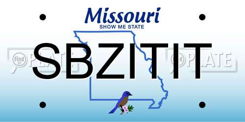SBZITIT Missouri License Plate