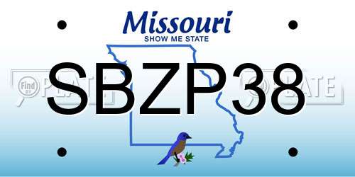 SBZP38 Missouri License Plate