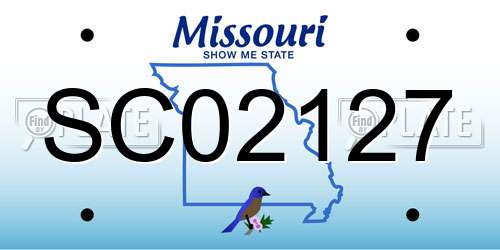 SC02127 Missouri License Plate