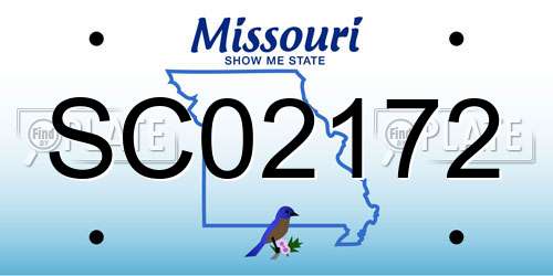 SC02172 Missouri License Plate