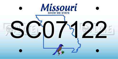 SC07122 Missouri License Plate