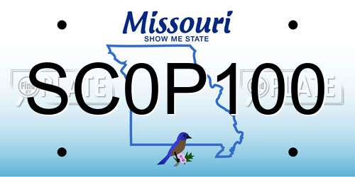SC0P100 Missouri License Plate