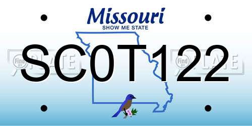 SC0T122 Missouri License Plate