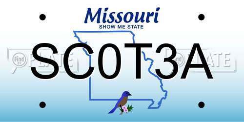SC0T3A Missouri License Plate