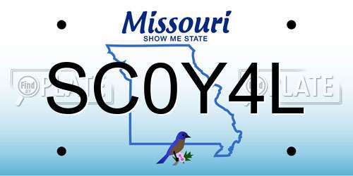 SC0Y4L Missouri License Plate