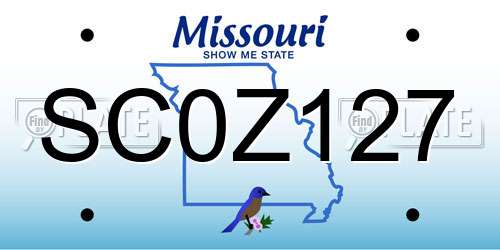 SC0Z127 Missouri License Plate