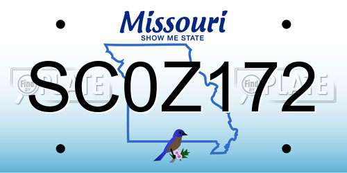 SC0Z172 Missouri License Plate