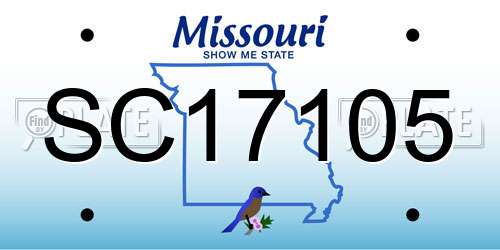 SC17105 Missouri License Plate