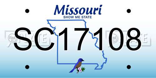 SC17108 Missouri License Plate