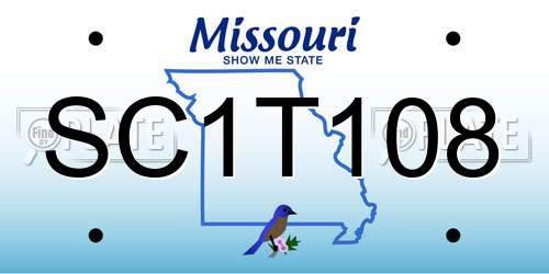 SC1T108 Missouri License Plate
