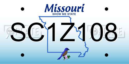 SC1Z108 Missouri License Plate