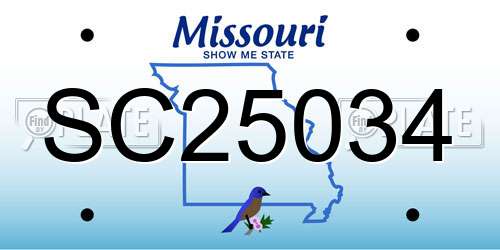 SC25034 Missouri License Plate