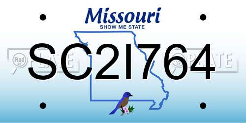 SC2I764 Missouri License Plate