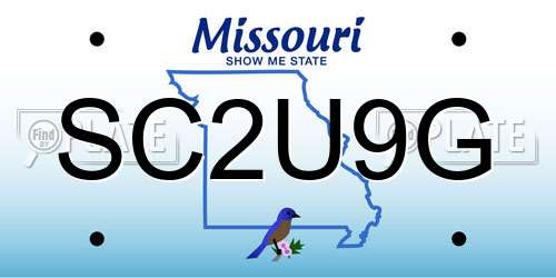 SC2U9G Missouri License Plate
