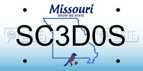 SC3D0S Missouri License Plate