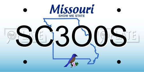 SC3O0S Missouri License Plate