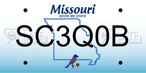 SC3Q0B Missouri License Plate