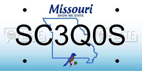 SC3Q0S Missouri License Plate