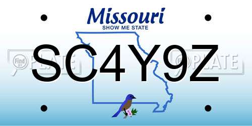 SC4Y9Z Missouri License Plate