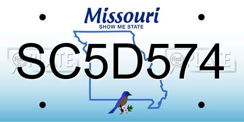 SC5D574 Missouri License Plate