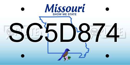 SC5D874 Missouri License Plate