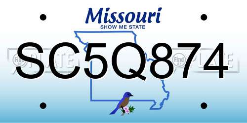 SC5Q874 Missouri License Plate