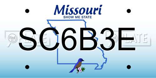 SC6B3E Missouri License Plate
