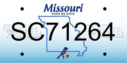 SC71264 Missouri License Plate