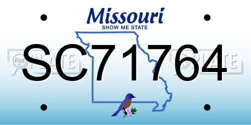 SC71764 Missouri License Plate