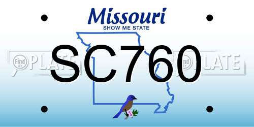 SC760 Missouri License Plate
