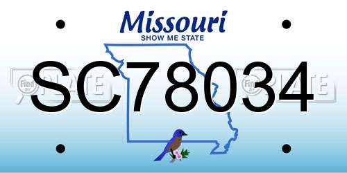 SC78034 Missouri License Plate