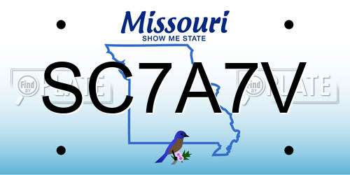 SC7A7V Missouri License Plate