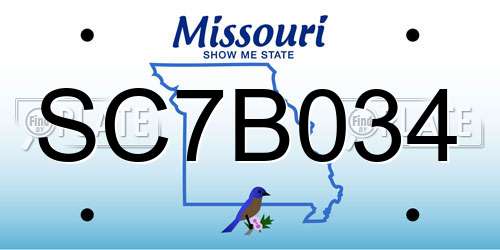 SC7B034 Missouri License Plate