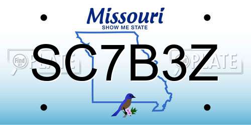 SC7B3Z Missouri License Plate