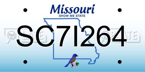 SC7I264 Missouri License Plate