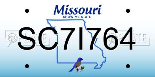 SC7I764 Missouri License Plate